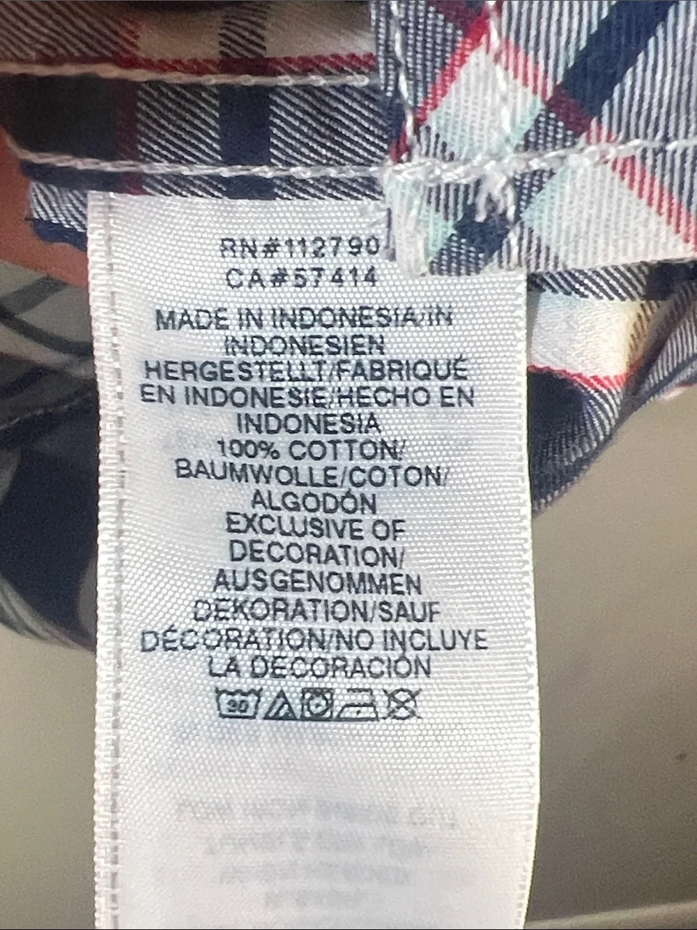 True Religion Navy and White Plaid Button-Down Shirt